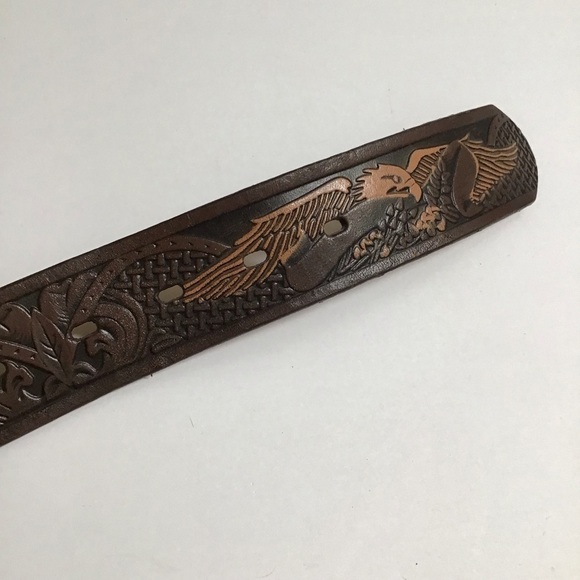 Wrangler EAGLE Leather Belt SZ 46 Western Men Embossed 100% Brown Tan Rodeo NEW - Picture 14 of 15